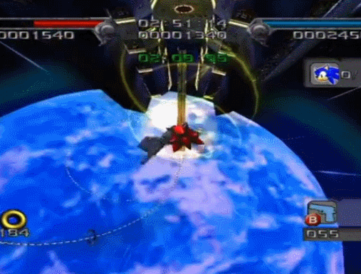 A GIF of Space Gadget, from Shadow the Hedgehog. Shadow is falling, has been falling for a long time, and will continue to fall.